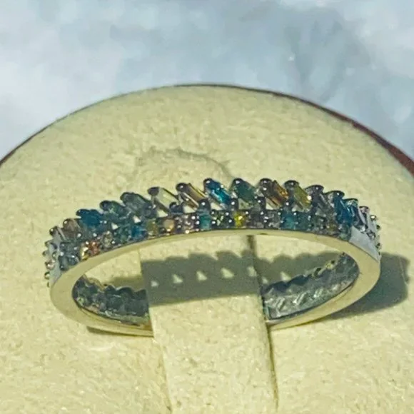 Natural Multi Diamond 0.25 ctw Stackable Band Ring Platinum Over Sterling Silver - Picture 2 of 7